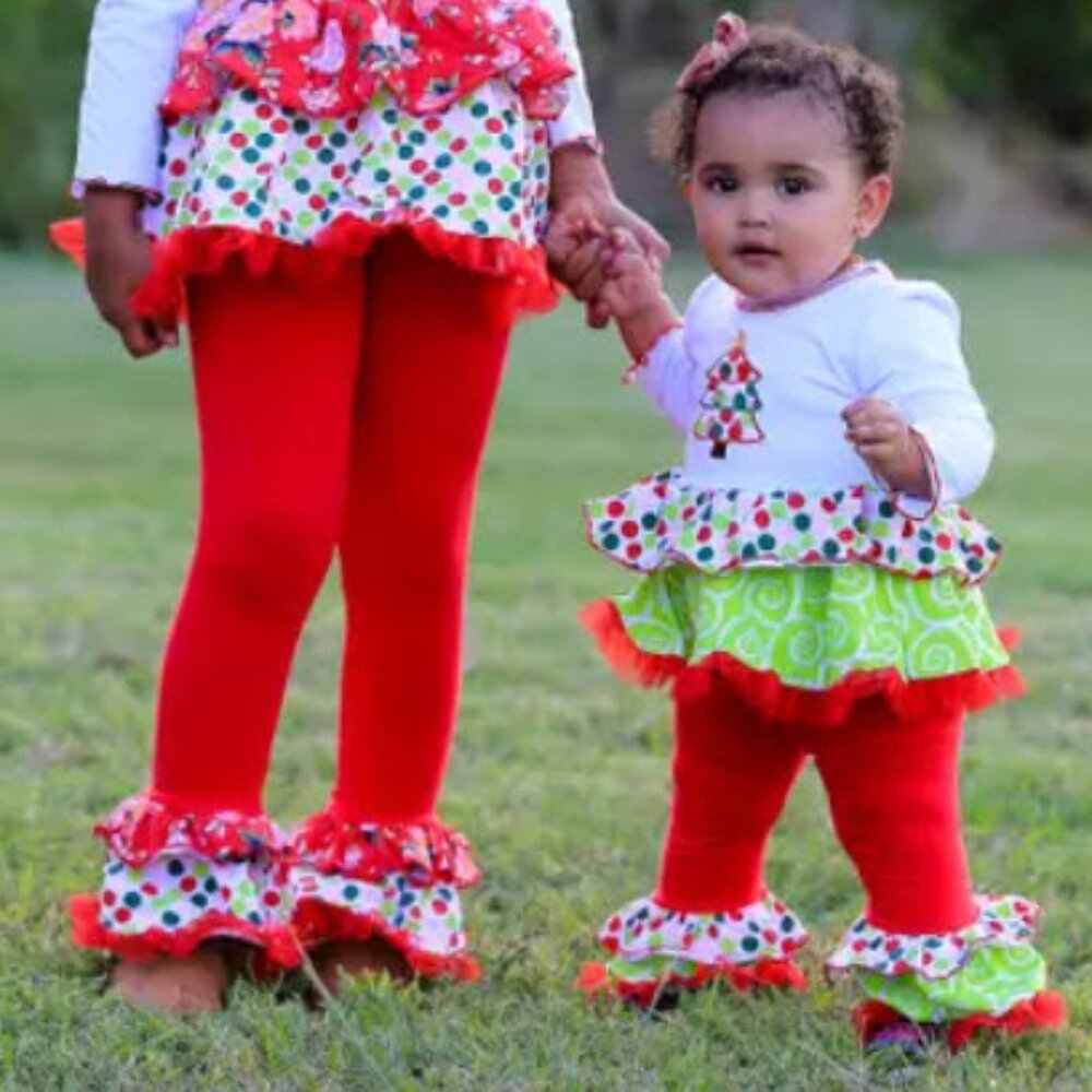 Swirl Christmas Tree Rumba Tunic & Ruffle Pants Set - Picture 3 of 10